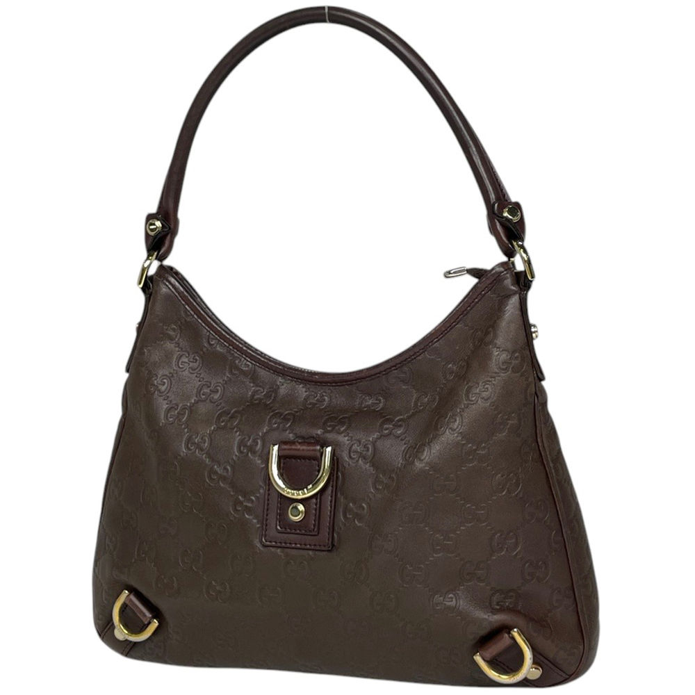 Gucci Guccissima Shoulder Bag Abbey Shima Leather Brown
